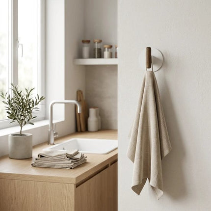 5Five Cassie Zelfklevende Wandkapstok - Set van 2 stuks - 7x5x8cm - Bruin/Beige