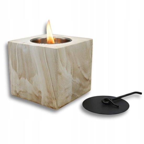 Hage - Bio-Kamin - Bioethanol-Tischkamin - Rauchfreier freistehender Bio-Kamin - Für Innen, Garten & Terrasse - 10 x 12 cm - Marmoroptik