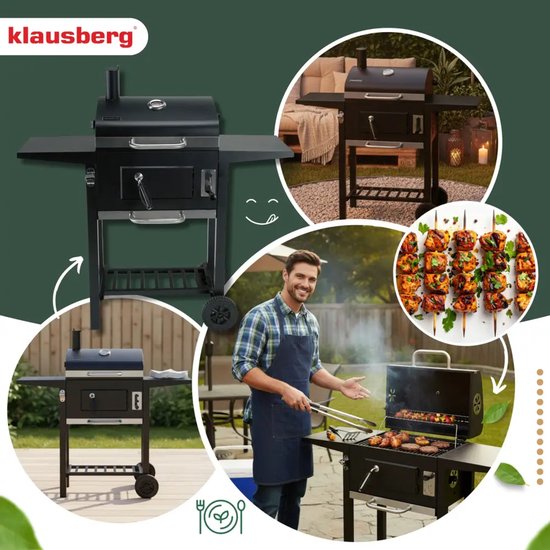 Kinghoff houtskoolbarbecue KH-2034 – BBQ met deksel, zijtafels en wielen – foto 13