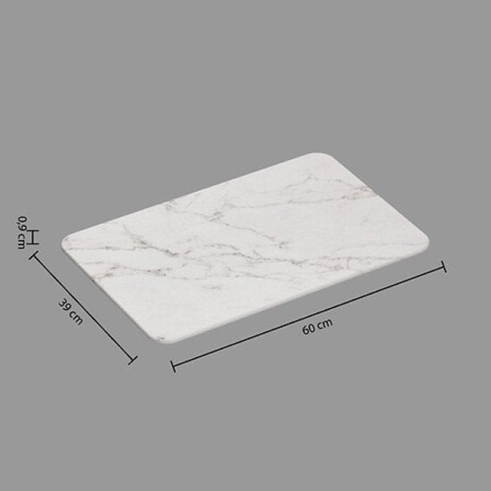 Diatomaceous Earth Bath Mat - Quick-Drying Bathroom Mat - Non-Slip Stone Bath Mat - Absorbent Shower Mat - Durable Diatomite Bath Mat - 60 x 39 cm - White