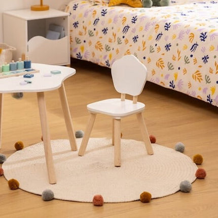 Kinderstoel - Peuter Stoeltje - Houten Stoel Kinderkamer - Kleine Kinderstoel - Set van 2 - Douceur Organic Stoel - Zelfmontage - MDF - 47 cm Hoog - Wit en Hout