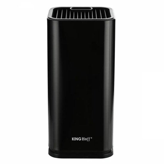 Kinghoff KH-1656 mesblok zwart – vierkant messenblok van staal, 23,3 cm hoog