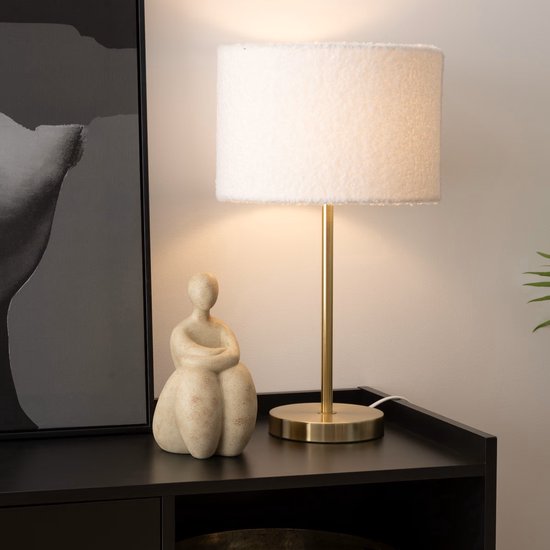 Lampe à poser Atmosphera Tina - 28 x 28 x 49 cm - Blanc / Or