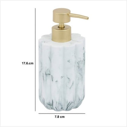 Badkamer Accessoiresset – Moderne Badkamer Accessoires – Zeeppomp 230ml & Tandenborstelhouder Set – Luxe Zeepdispenser & Tandenborstelhouder Set – Polyresin – Wit Marmer