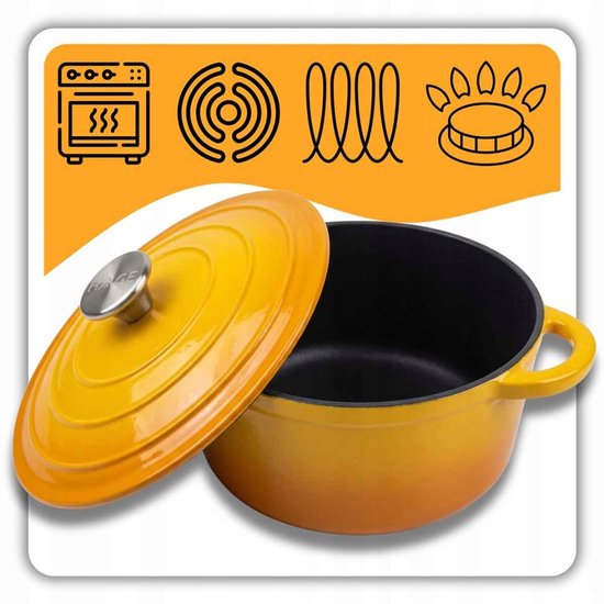 Cocotte en fonte émaillée 24 cm 4L Hage Jaune moutarde