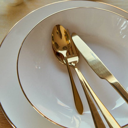 HOMLA - Abele Bestekset - 16-Delig Luxe Bestekset - Iridescent Cutlery Set - Modern Design Tafelbestek - Lepels, Vorken & Messen - RVS - Goud