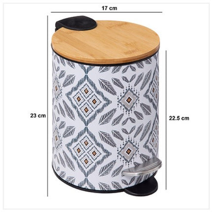 Badkamerset - Hapache Badkamerset - Toiletaccessoires - Soft-Close 3L Prullenbak van Metaal & Bamboe - Toiletbril - Multicolor