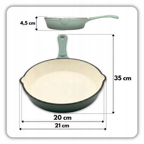 Hage geëmailleerde gietijzeren koekenpan – Ø 20 cm, pastel teal – foto 4