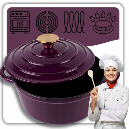 Gietijzeren Emaille Pan 26cm 5L - Baksteenpaars