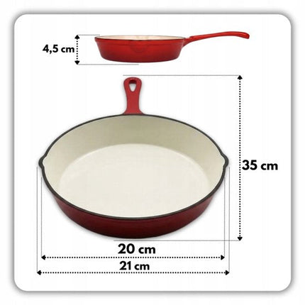 Hage - Rode Keukenset 4-Delig - Zout- & Pepermolens 22 cm met Keramische Maalschijven - Geëmailleerde Gietijzeren Koekenpan 20 cm - Braadpan 5L met Deksel 26 cm - Inductie, Gas & Oven - Voor Koken & Kruiden