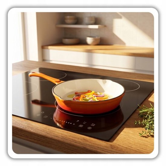 Hage - Frying Pan - Enameled Cast Iron Frying Pan - Cast Iron Frying Pan - Suitable for Induction, Gas & Oven - Ø20 x 4.5 cm - Orange