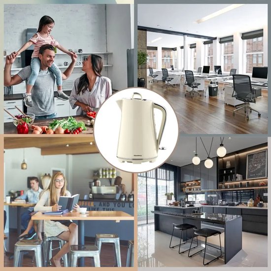 Klausberg - Waterkoker - Elektrische Waterkoker - Thee & Koffie Koker - Grote Waterkoker Snelkoker - Keuken Waterkoker Modern - 1.7L - RVS - 2200W - Crème