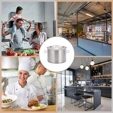 Kookpan - Catering Pan - Extra Grote Soeppan met Deksel - Stockpot - Inductie Geschikt - voor Soep, Pasta & Stoofgerechten - 32L - Ø40 cm - RVS