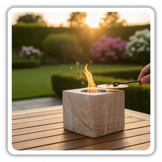 Hage - Bio-Kamin - Bioethanol-Tischkamin - Rauchfreier freistehender Bio-Kamin - Für Innen, Garten & Terrasse - 10 x 12 cm - Marmoroptik