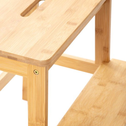 HOMLA - Stapelkruk met trede - Bamboe Natuurlijk - 42.7x40x49.6 cm
