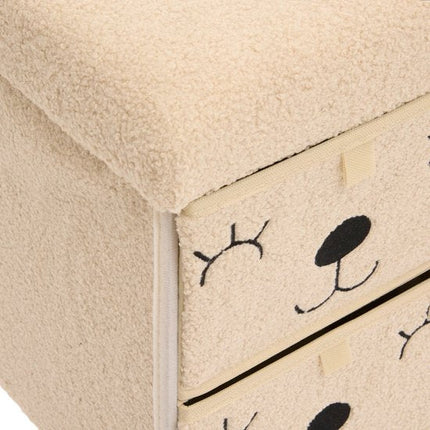 Atmosphera Kids Ezzio Opbergpoef met 4 lades - 39x38x50cm - Opvouwbaar - Beige