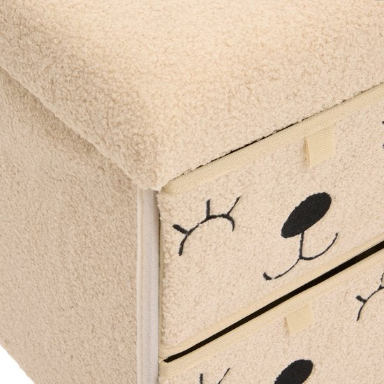 Atmosphera Kids Ezzio opvouwbare opbergpoef – beige, 4 lades, 39 x 38 x 50 cm – foto 4