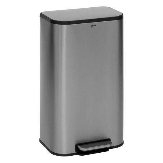 5Five Norvik Waste Bin - matte silver - stainless steel - 30 liters - 36 x 30 x 61 cm - trash can
