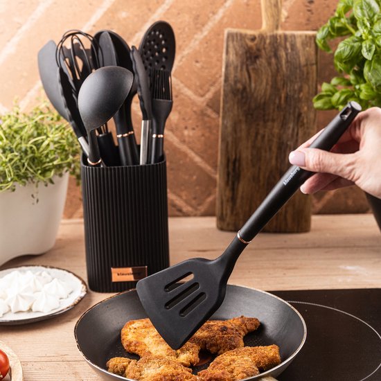 Klausberg siliconen keukengerei set 12-delig met standaard – zwart, 220 °C – foto 3