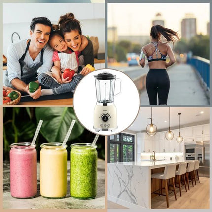 Klausberg - Blender - Smoothie Maker met LED Display - IJscrusher - Glazen Blender met 6 RVS Messen - Smoothie Blender met Timer - Keuken Blender 8 Snelheden - Crushed Ice Mixer - 1.5L - 600W - Crème