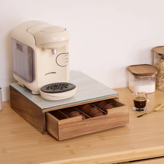 Acacia coffee pod holder with drawer Five® - Wood - Compartments | Decorative | Nespresso pod holders | Dolce Gusto pod holders