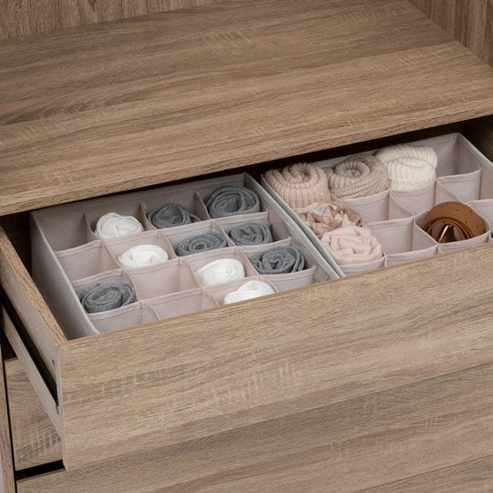 Drawer basket wardrobe organizer 16-compartment Five® - Dressy + - Beige - Foldable