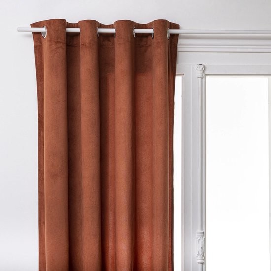 Decoratieve gordijn met ringen, gordijn LILOU, 140 x 260 cm terracotta