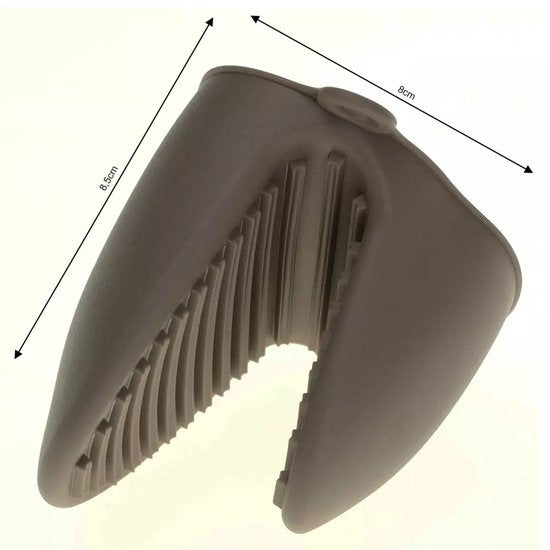 Kinghoff – 2-teiliges – Silikon-Topflappen-Set – Ofenhandschuh – Hitzebeständiger Topfgreifer – Anti-Rutsch-Silikon – Geeignet für Backofen, Mikrowelle und Gefrierschrank – 8,5 x 7,8 cm – Grau