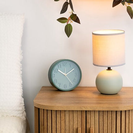 Timéo Bol Tafellamp - Keramische Lamp - Set van 2 - Moderne Tafellamp met Kabel - Sfeerverlichting voor Woonkamer - Slaapkamer - Bureau - 25cm in Hoogte - Grijs