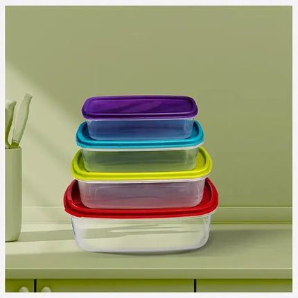 5five Vershoudbakjes nestbaar - 4-delig - BPA vrij - meal prep - herbruikbaar - multi kleuren - luchtdicht