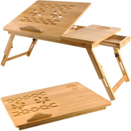 Ruhhy bamboe laptopstandaard – verstelbare laptoptafel tot 17 inch