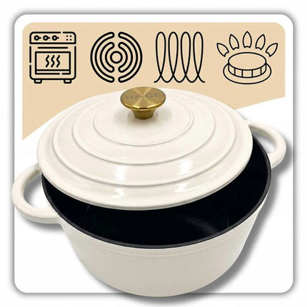 HAGE Gietijzeren Emaille Pan 26cm 5L Crème