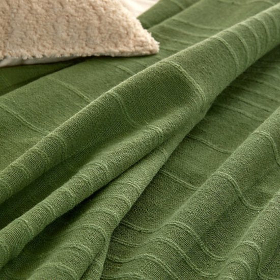 Plaid en coton Atmosphera - Couverture - 160 x 220 cm - Kaki