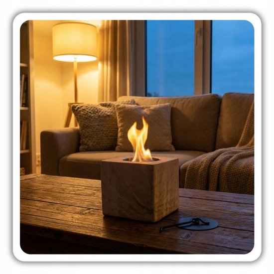 Hage - Bio-Kamin - Bioethanol-Tischkamin - Rauchfreier freistehender Bio-Kamin - Für Innen, Garten & Terrasse - 10 x 12 cm - Marmoroptik