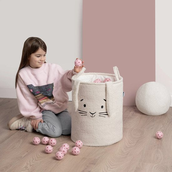 Sipo opbergmand XL van bouclé met trekkoord – 43 liter, 35 x 35 x 45 cm, crème – foto 8