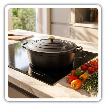 Hage - 2 Delige Set - Gietijzeren Braadpannenset - 2,85 L + 6 L - Geëmailleerde Braadpannen met Deksel - Ovenschalen voor Brood, Vlees en Ovenschotels - Inductie - Dutch Oven - Zwart