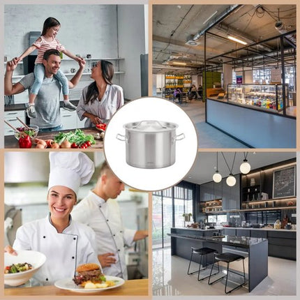 Kookpan - Catering Pan - Extra Grote Soeppan met Deksel - Stockpot - Inductie Geschikt - voor Soep, Pasta & Stoofgerechten - 58L - Ø50 cm - RVS