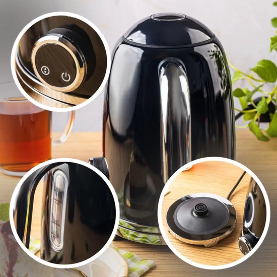 Klausberg waterkoker met temperatuurregeling – RVS, zwart, 1,7 liter – foto 5