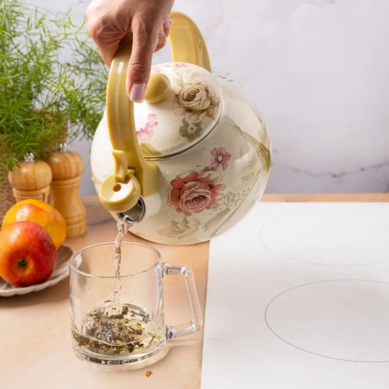 Bouilloire sifflante Kinghoff 2038 - Émail - Crème - 2 litres - Paris