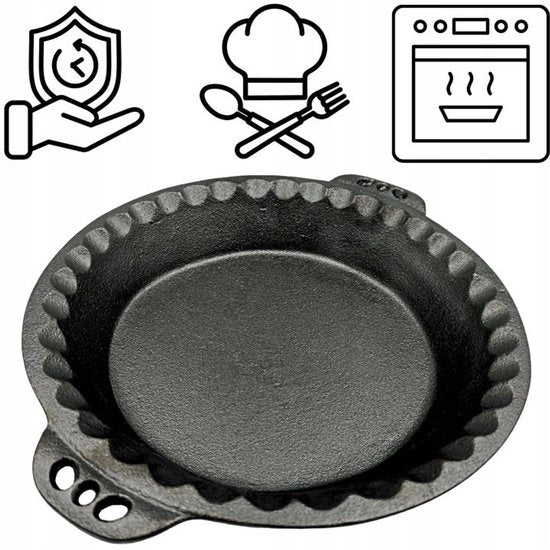 Hage - Kuchenform - Backform - Gusseiserne Kuchenform - Mit Griffen - Robust & Langlebig - Für Kuchen, Quiche, Gebäck & Brot - Ofen & Grill - Ø26 cm - 1 Liter - Schwarz