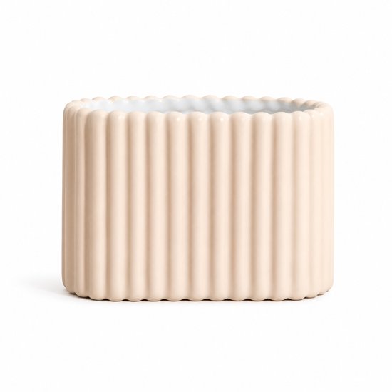 Homla Solvani badkamerbeker – tandenborstelhouder met ribbels, beige