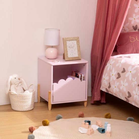 Table de chevet avec porte Atmosphera - 36x33x40cm - Rose