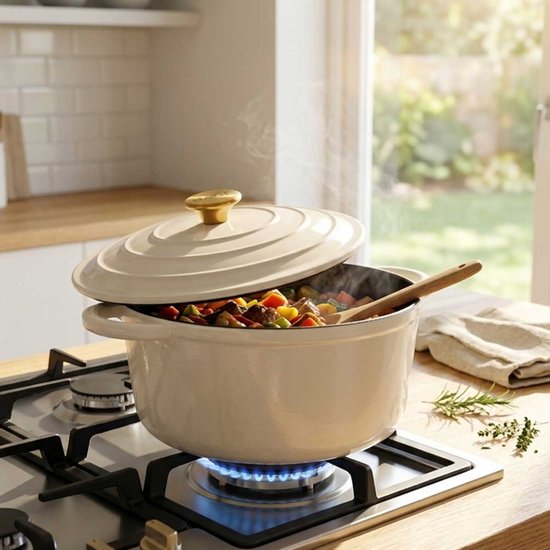 Cocotte en fonte émaillée HAGE 24 cm 4 L - Crème