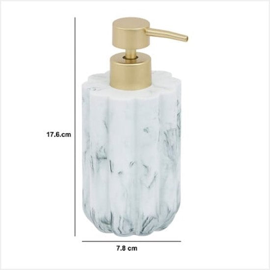 Badkamerset zeeppomp en toiletborstel – wit marmer, polyresin, 230 ml – foto 9