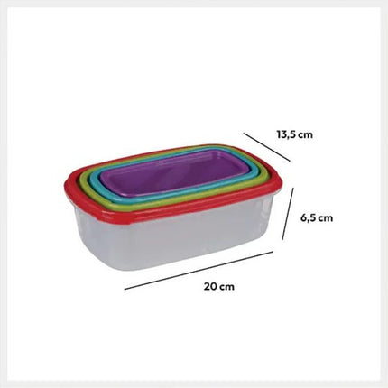 5five Vershoudbakjes nestbaar - 4-delig - BPA vrij - meal prep - herbruikbaar - multi kleuren - luchtdicht