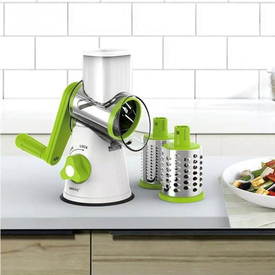 Kinghoff KH-1652 - Râpe à tambour multifonctionnelle - Acier inoxydable - 3 lames interchangeables