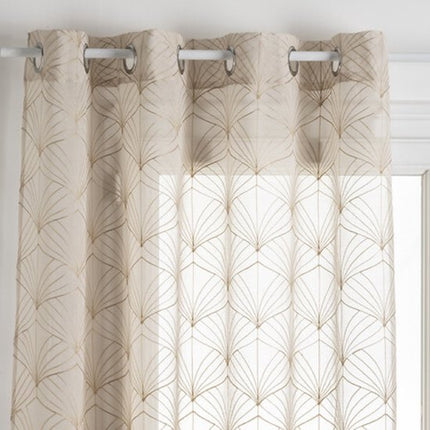 Mia Gordijnen - Transparante Gordijnen - Luchtige Raamgordijnen - Sfeervolle Woonkamer & Slaapkamer Gordijnen - Geborduurde Vitrage - 140 x 240 cm - Beige Linnenlook