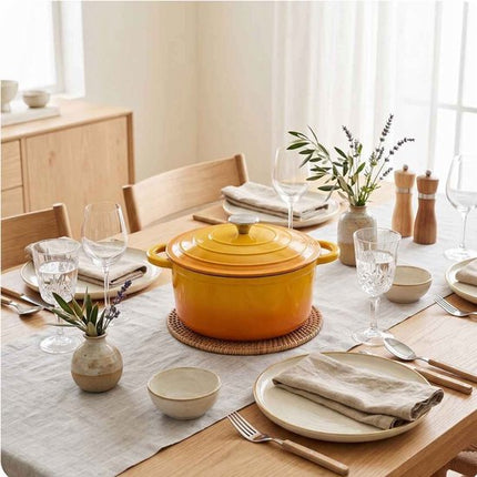 Emalieren Gietijzeren Pan 24cm 4L Hage Mosterdgeel