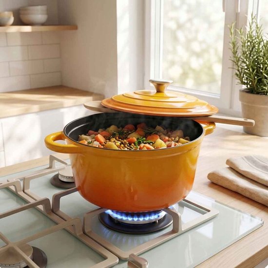 Cocotte en fonte émaillée 24 cm 4L Hage Jaune moutarde