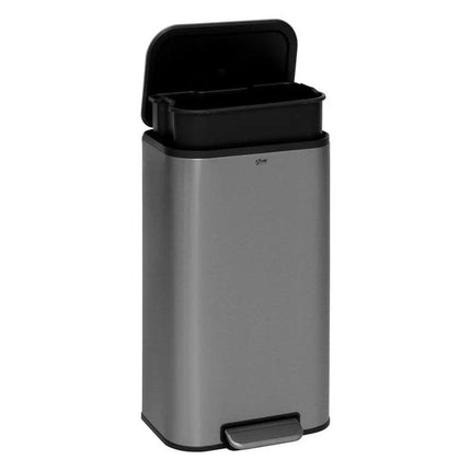 5Five Prullenbak Norvik - mat zilver - rvs metaal - 30 liter - 36 x 30 x 61 cm - afvalbak